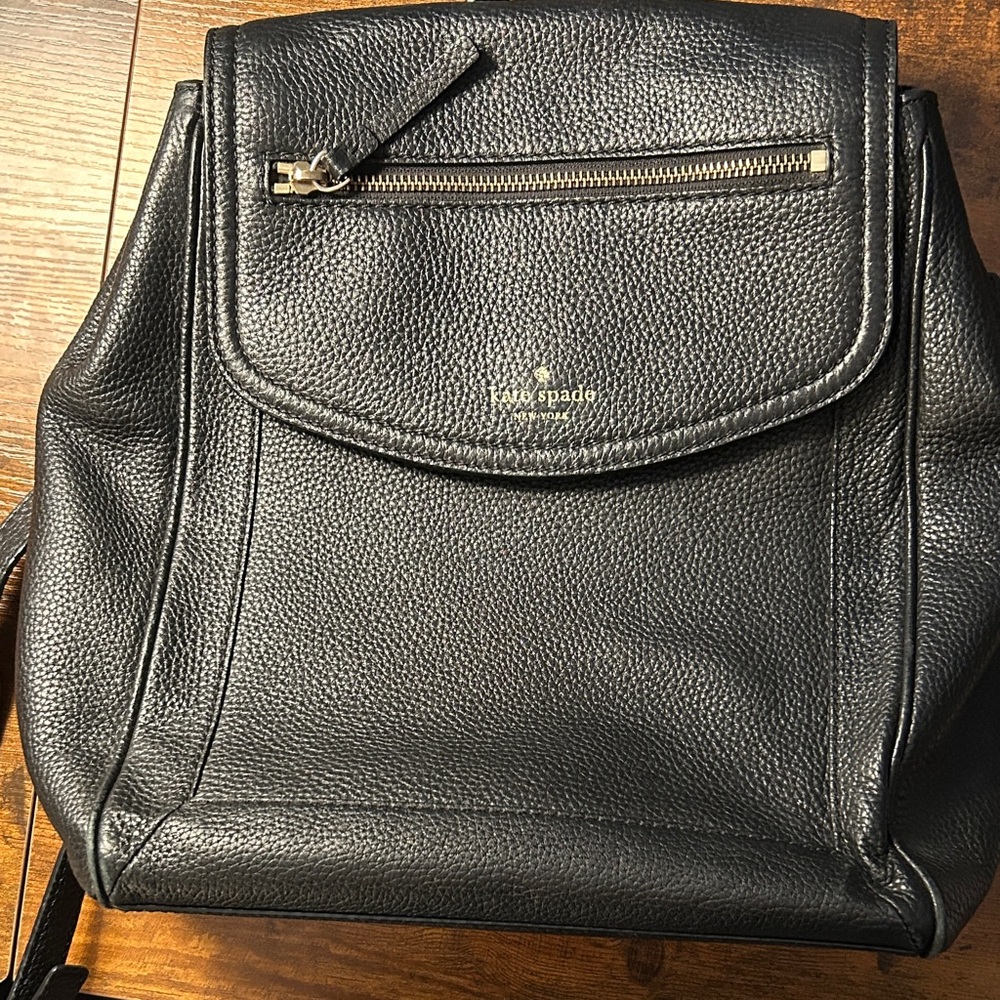 Kate Spade Black Pebbled Leather Backpack